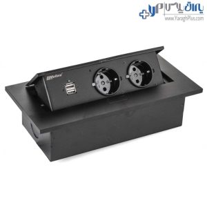 خرید پریز توکار ملونی رنگ مشکی با پورت شارژر USB برای کابینت