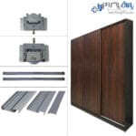 مکانیزم درب ریلی کمد تاپ‌لاین توکار اسلیم سه درب ملونی 11010+11011+11012