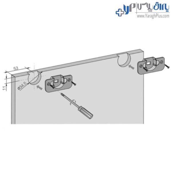 مکانیزم آویز تاپ‌لاین TM3 دو درب توکار چوبی بدون پروفیل کف با عرض حداکثر 240 سانتیمتر فانتونی K524