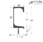 دستگیره شاخه‌ای پروفیلی G فرم 480 سانتیمتری فانتونی L051 - L052 - L053 - L054 - L055 - L056 - L057 - L058