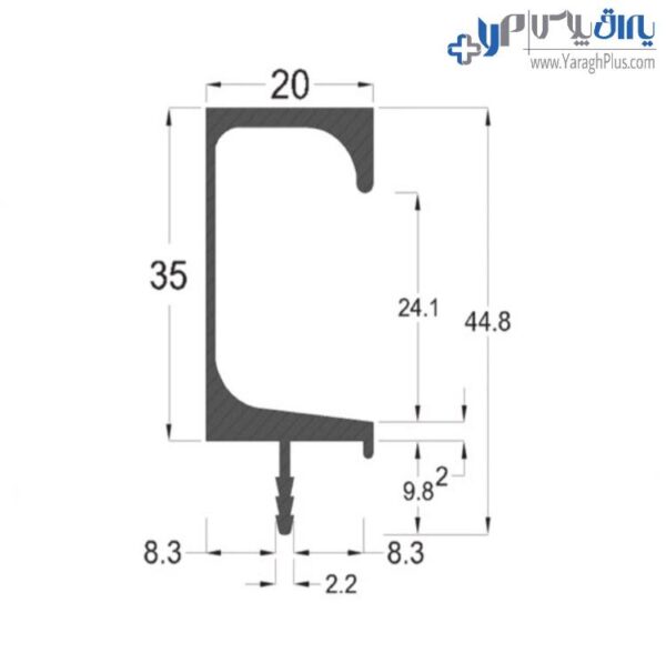 دستگیره شاخه‌ای پروفیلی G فرم 480 سانتیمتری فانتونی L051 - L052 - L053 - L054 - L055 - L056 - L057 - L058