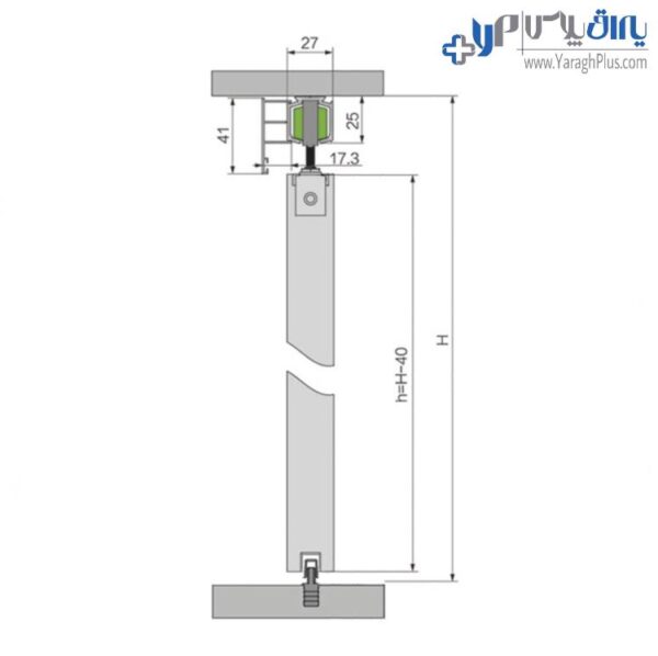 مکانیزم آویز تاپ‌لاین QM2 دو درب توکار بدون پروفیل کف با عرض حداکثر 240 سانتیمتر فانتونی K423