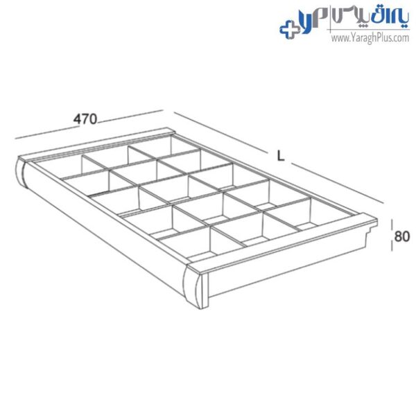 سینی مشبک ریلی جای کمربند و کراوات و زیورآلات با فریم چرم رنگ دودی فانتونی j624 - j625