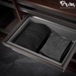 سبد چرمی ریلی داخل کمد لباس رنگ طوسی فرنچ استایل فانتونی j955 - j956