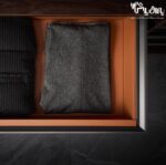 سبد چرمی ریلی داخل کمد لباس رنگ طوسی نارنجی فرنچ استایل فانتونی j935 - j936