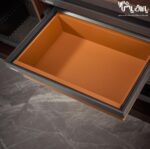 سبد چرمی ریلی داخل کمد لباس رنگ طوسی نارنجی فرنچ استایل فانتونی - Image 2