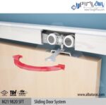 مکانیزم آویز دو درب کشویی متقارن 120 کیلویی دو طرف آرامبند آلباتور M21 9820 SFT