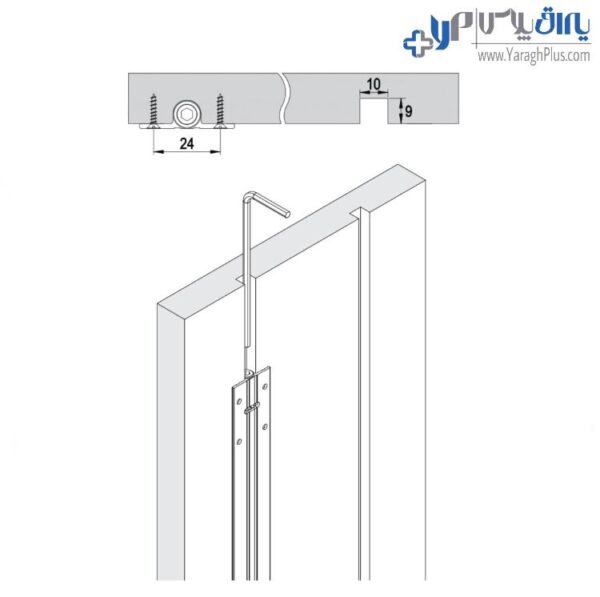 تاب گیر درب کمد مدل توکار و روکار یک تکه بلند آلباتور M18 CG09