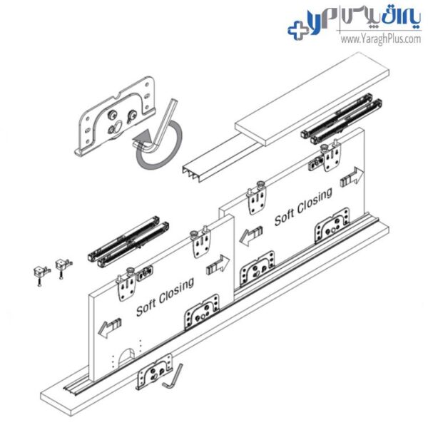 مکانیزم دو درب کمد ریلی 70 کیلویی توکار آلباتور M03 7010 E