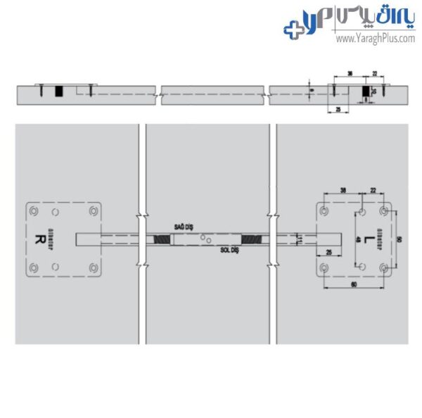 تاب گیر درب کمد مدل توکار دو تکه آلباتور M18 CG02