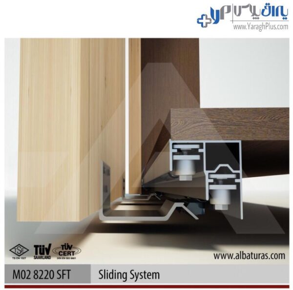 مکانیزم دو درب کمد ریلی 100 کیلویی روکار آلباتور M02 8220 SFT