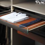 سبد کشویی چرمی ریلی داخل کمد لباس با بدنه LED قابل رگلاژ آرام بند یونی هاپر