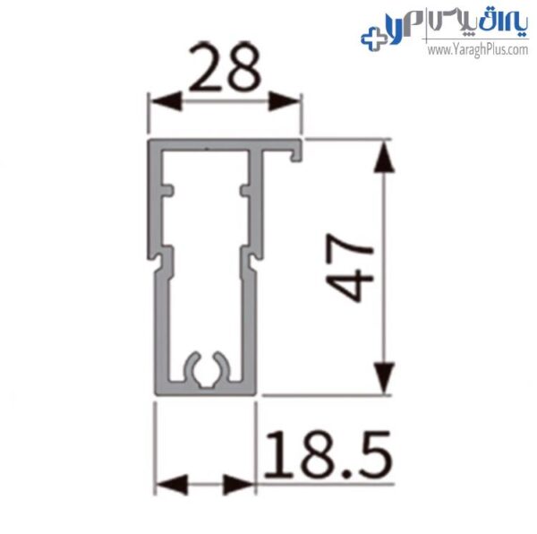 پروفیل افقی بالا و پایین درب کمد و کابینت مدل پرشین فانتونی