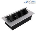 پریز توکار کابینت ملونی رنگ سیلور با سه سوکت برق