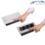 پریز توکار کابینت ملونی رنگ سیلور با سه سوکت برق