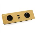 خرید پریز توکار کابینت ملونی ۱۰۰۵۶ | دو سوکت و پورت USB رنگ طلایی